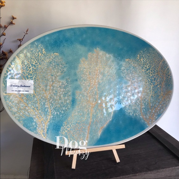Tommy Bahama Glittery Pebble Sea Coral Platter - Picture 5 of 6